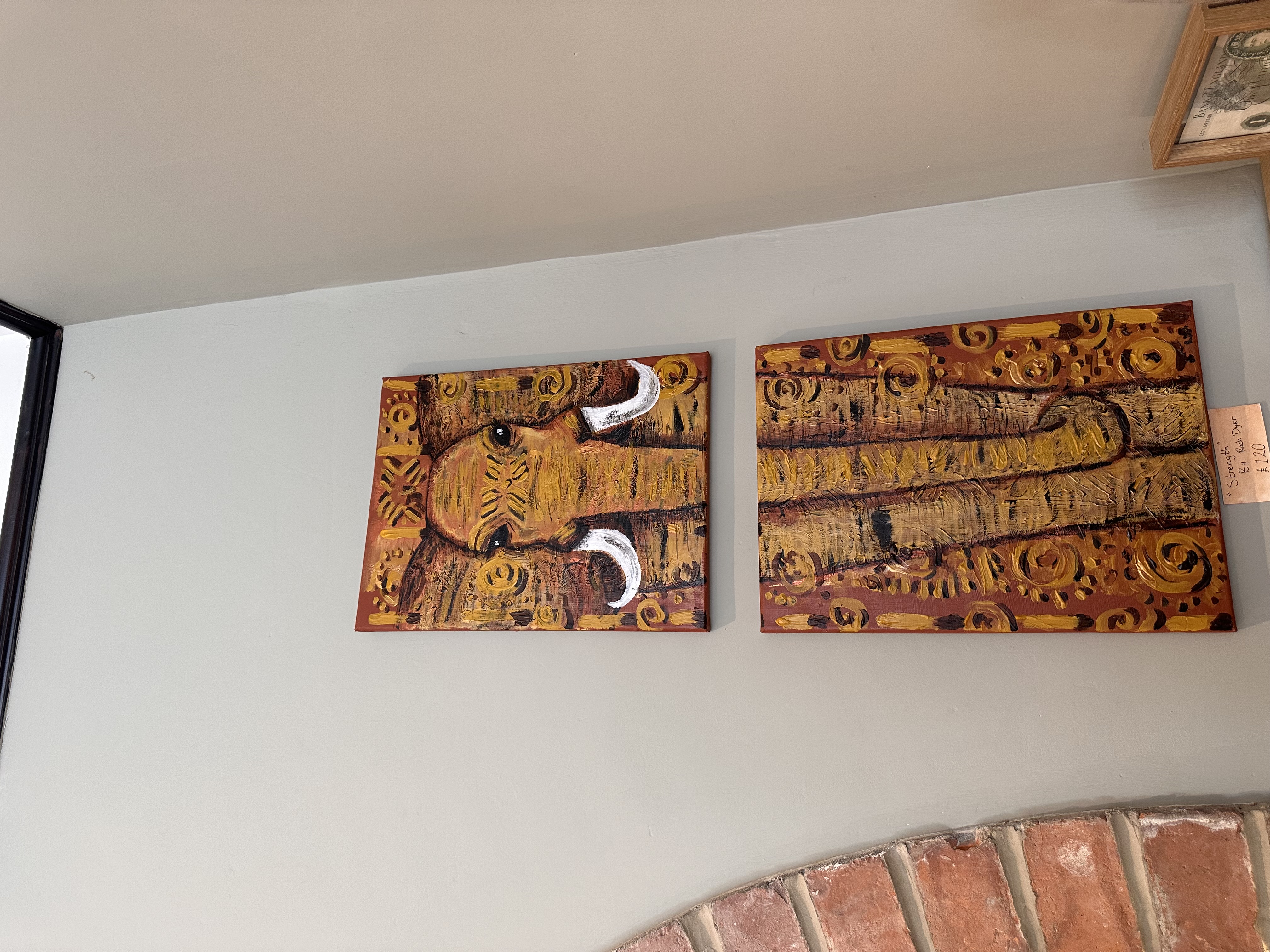 African-inspired elephant diptych